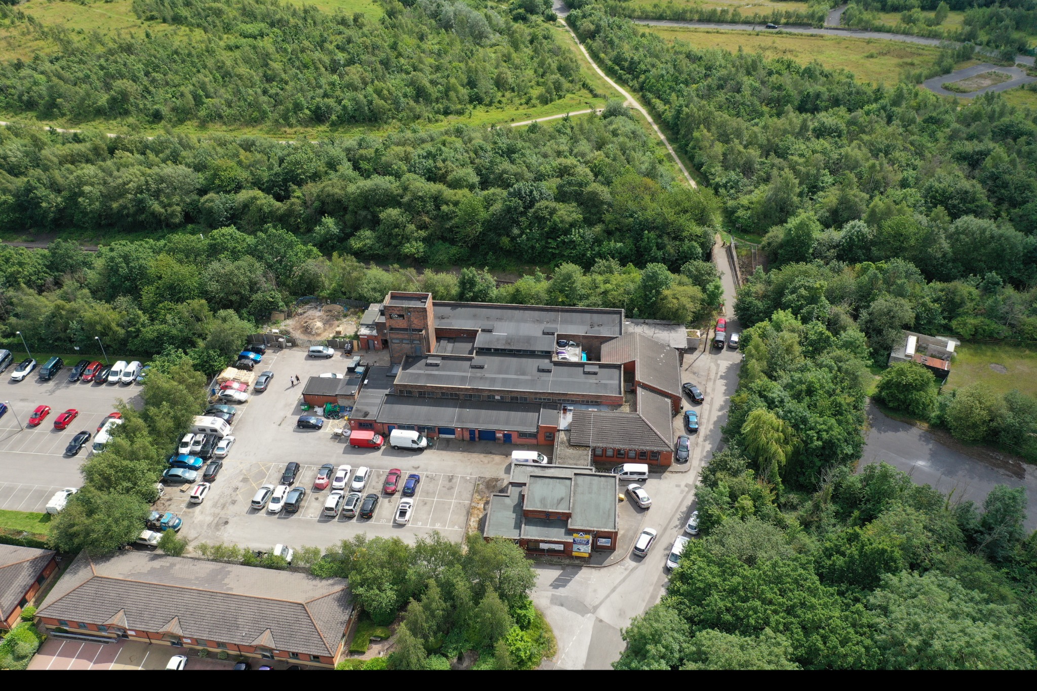 Overhead perspective of Shireoaks business premises and the site layout